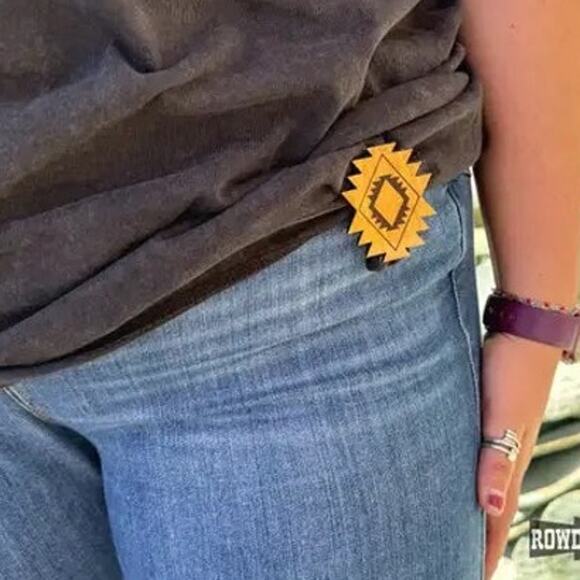 Aztec Sky Leather Western Scarf Slide Tee Clip or Ring - Picture 4 of 4